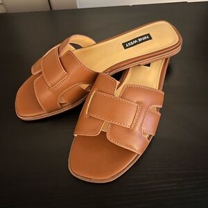 Nine West Tan Slide Sandals